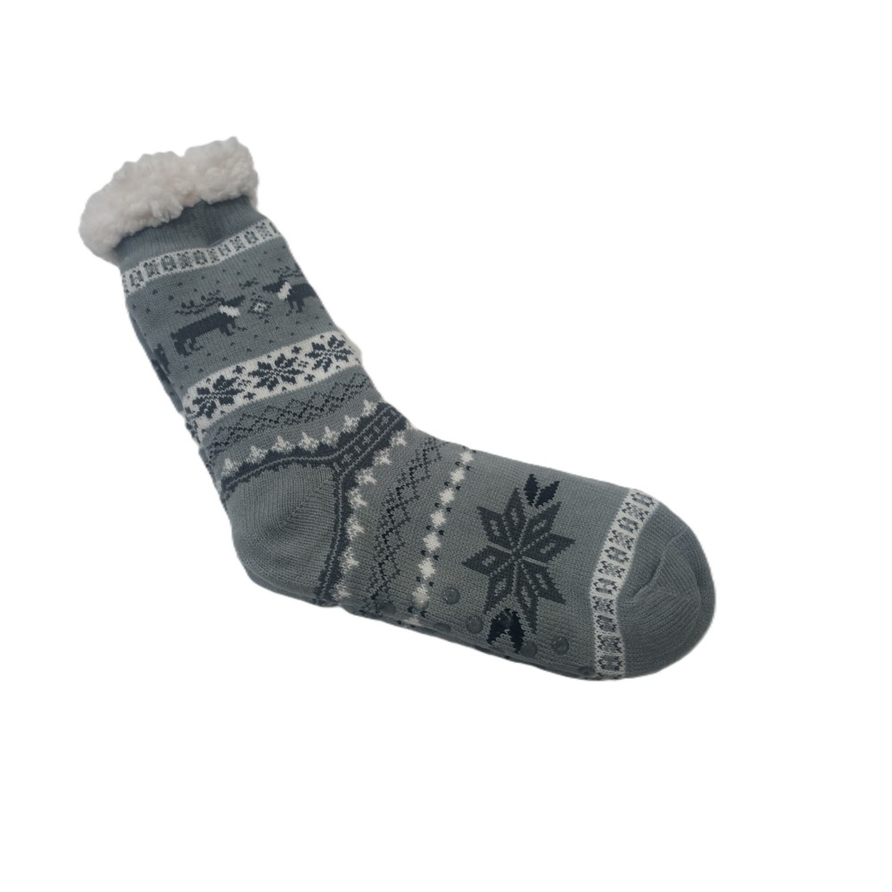 Calcetines Térmicos de Invierno para Hombre gris (Talla 39-46) – Interior de Borreguillo y Suela Antideslizante
