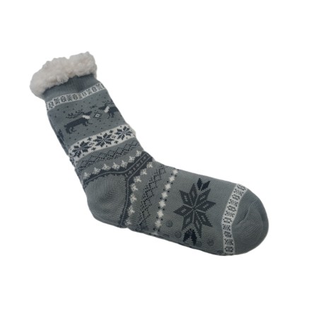Calcetines Térmicos de Invierno para Hombre gris (Talla 39-46) – Interior de Borreguillo y Suela Antideslizante
