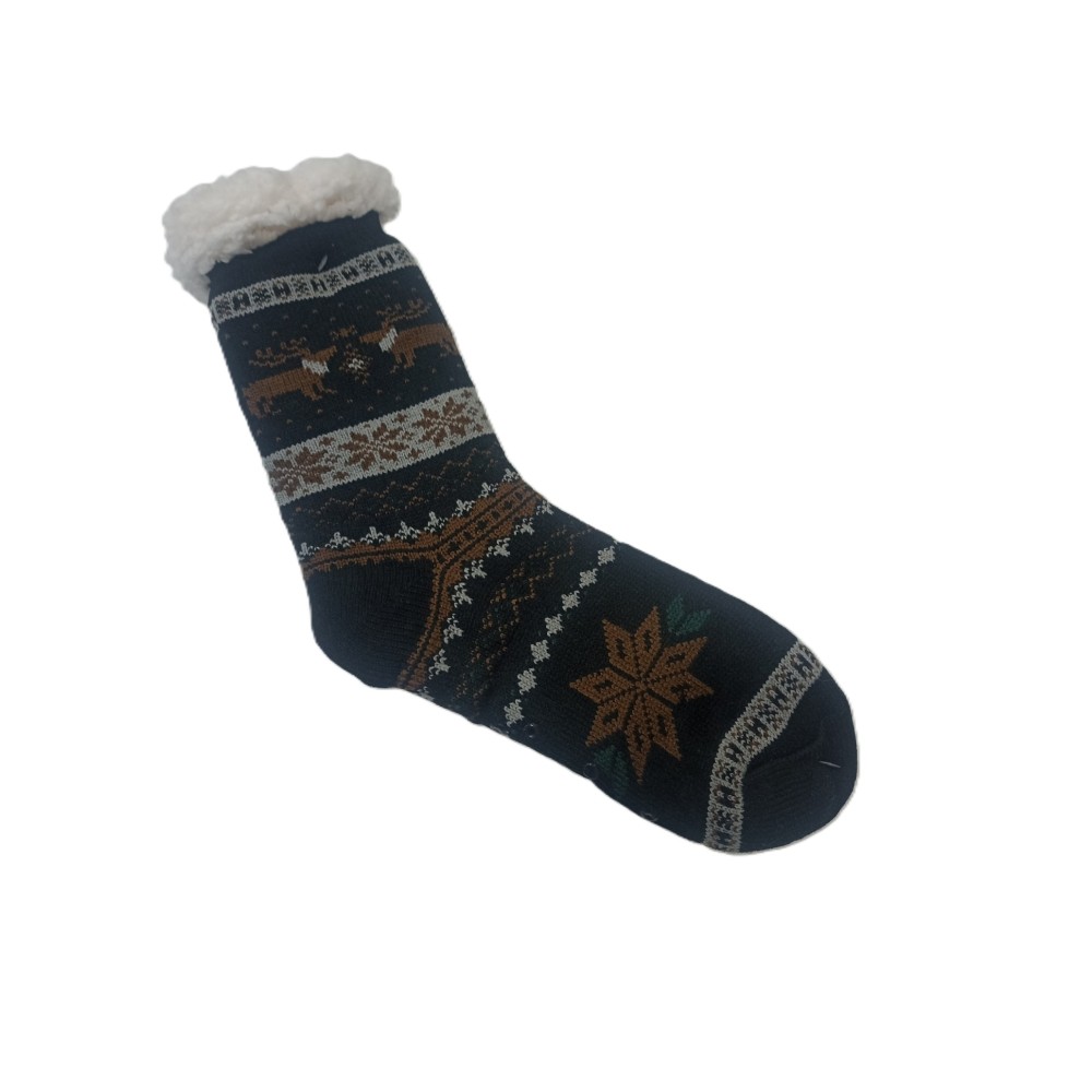 Calcetín térmico para hombre color negro con borreguillo blanco e interior acolchado.