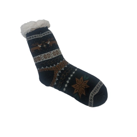 Calcetín térmico para hombre color negro con borreguillo blanco e interior acolchado.