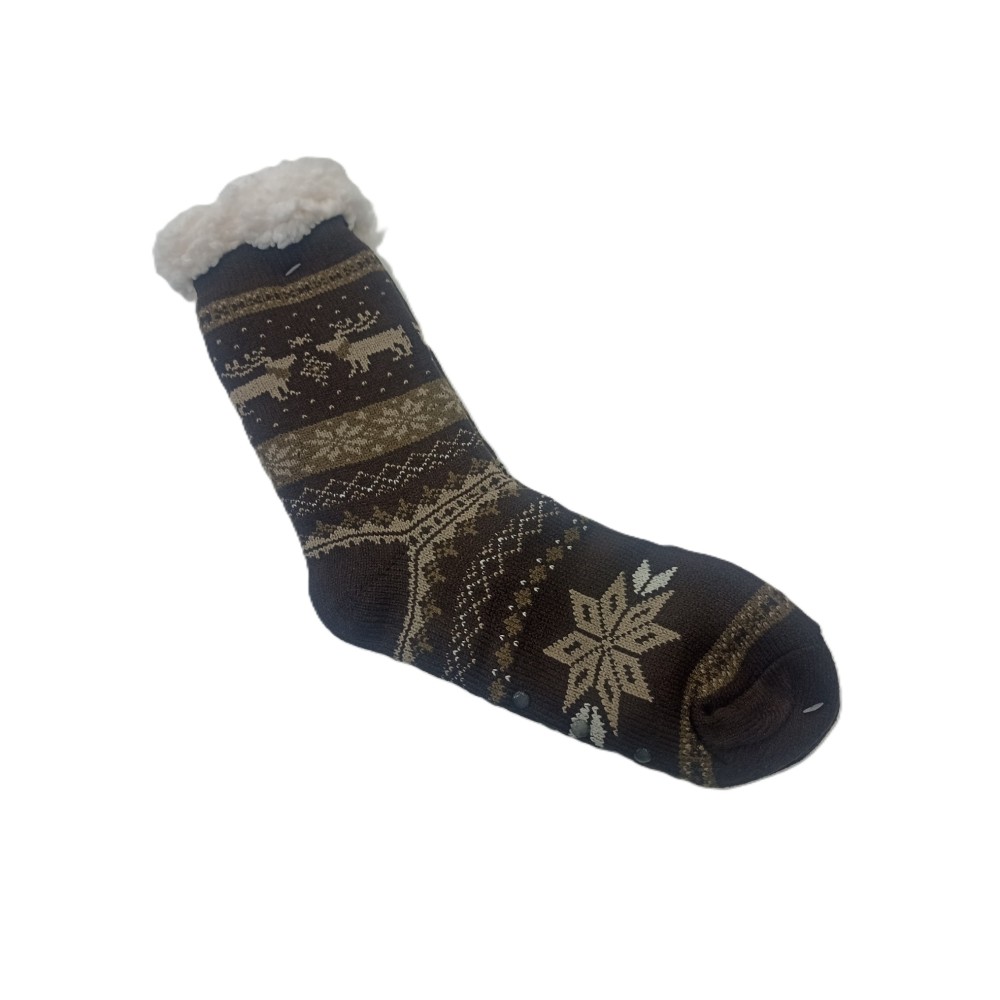 Calcetines Térmicos antideslizantespara Hombre – Marrón Chocolate con Borreguillo (Talla 39-46)