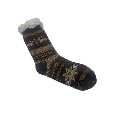 Calcetines Térmicos antideslizantespara Hombre – Marrón Chocolate con Borreguillo (Talla 39-46)