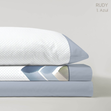 Juego de Sábanas Rudy Azul – Diseño Geométrico y Estilo Contemporáneo