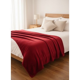 plaid de pie de cama o sofá en color rojo de 180x220