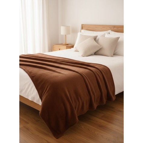 manta para pie de cama o sofa en color marron de 180x220