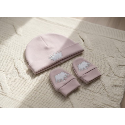 Conjunto gorro y manoplas recién nacido maquillaje