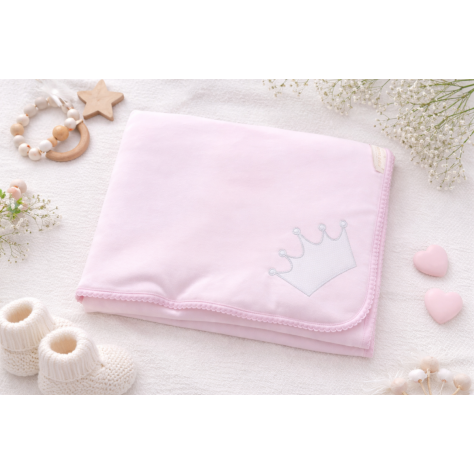 Manta de bebé acolchada de algodón corona rosa