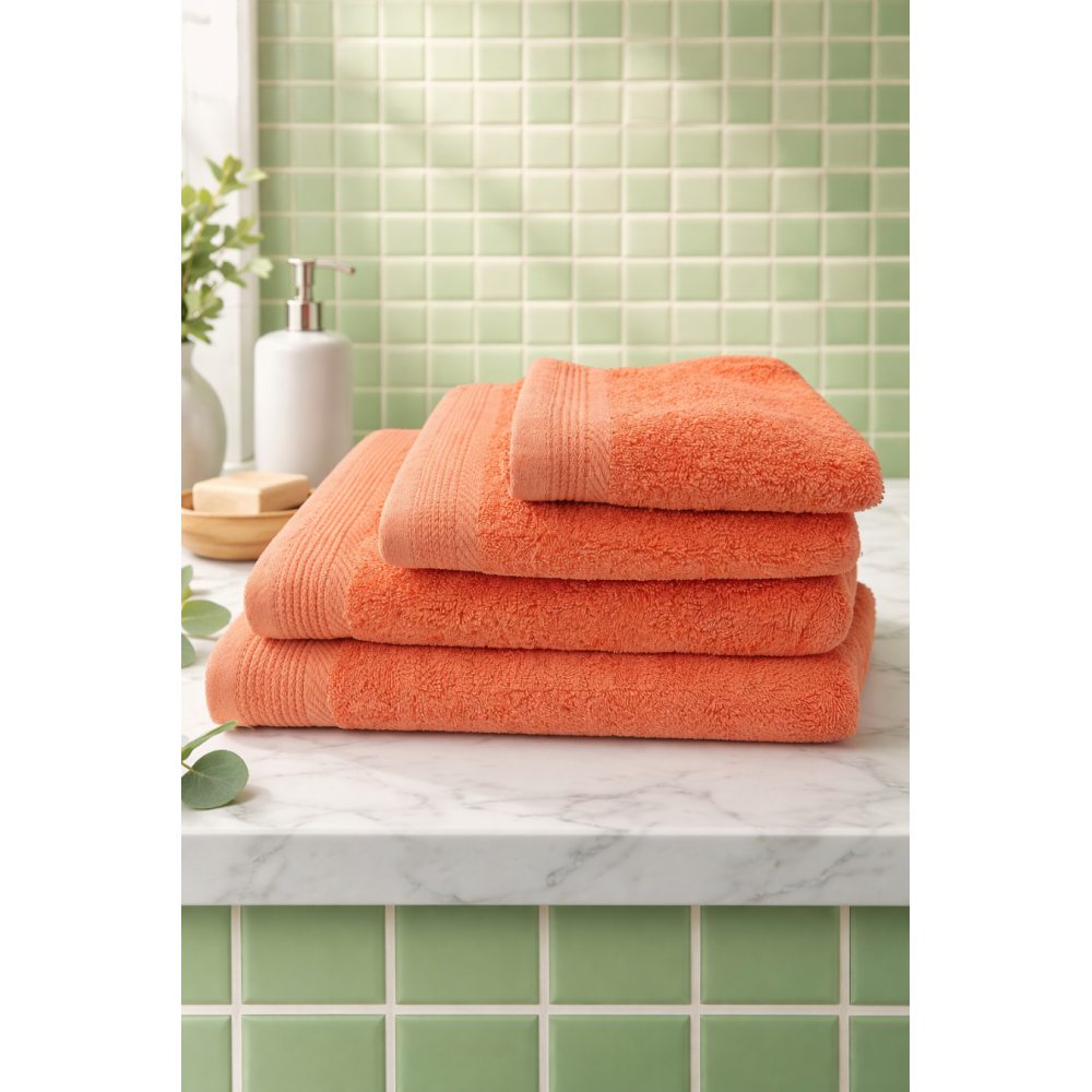 Toalla de Baño 100% Algodón Fiotex – Color Mandarina (500 g/m²)