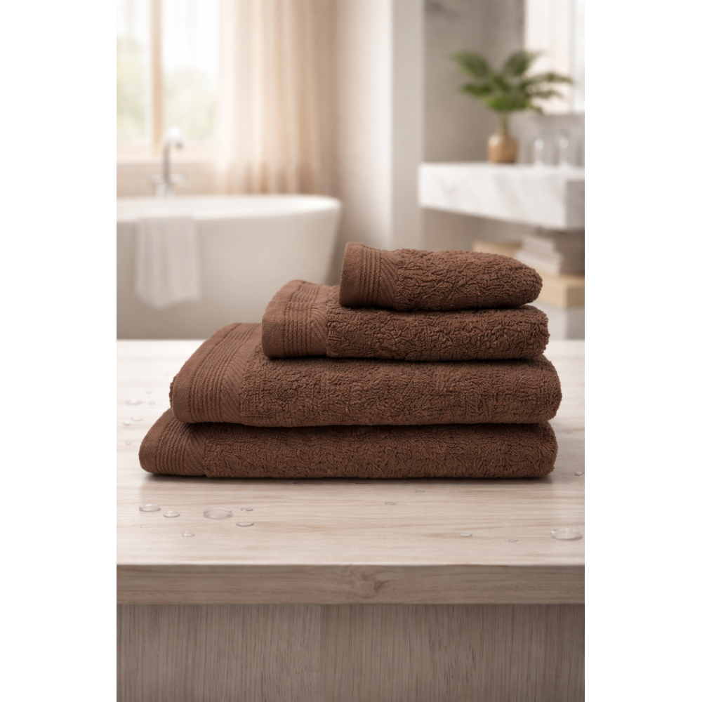 Toallas 500 gr/m² 100% Algodón Color marrón– Elegancia y Alta Absorción