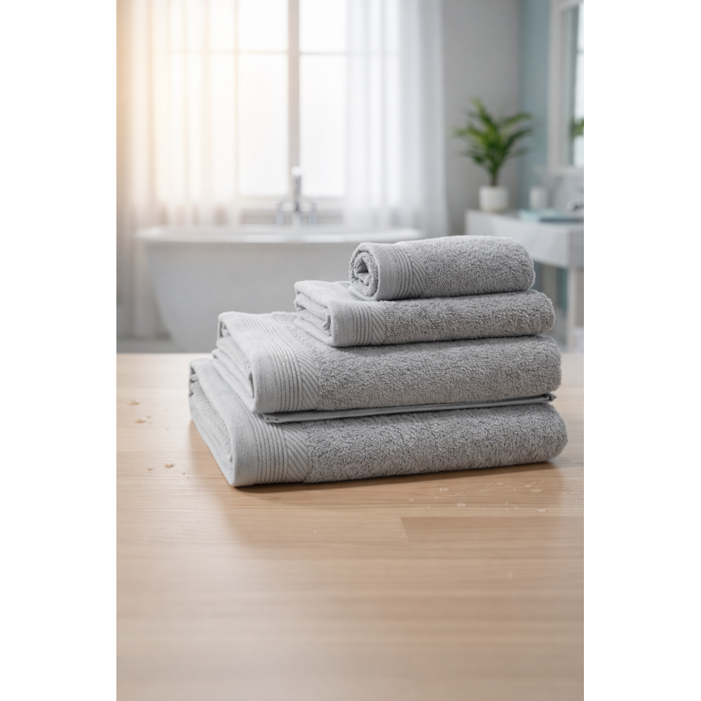 Toallas 500 gr/m² 100% Algodón Color Plata – Suavidad, Elegancia y Máxima Absorción