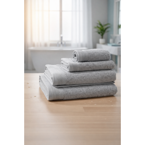 Toallas 500 gr/m² 100% Algodón Color Plata – Suavidad, Elegancia y Máxima Absorción