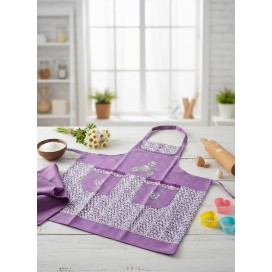 Delantal de Cocina Lila con Encanto Floral y Boho