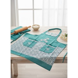 Delantal de Cocina Vintage con estampado Floral verde