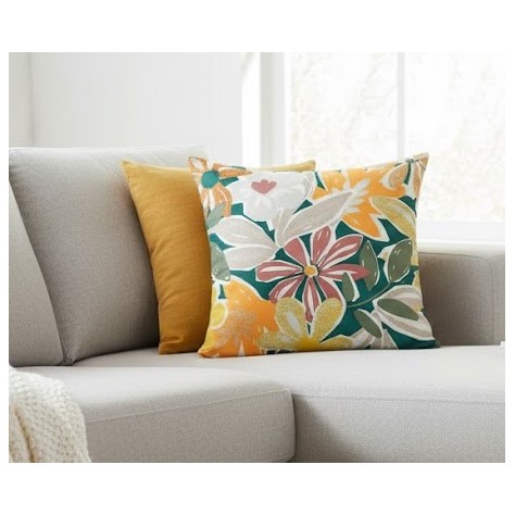 Funda de Cojín Estampado Floral Artístico (40x40 cm) sobre sofa