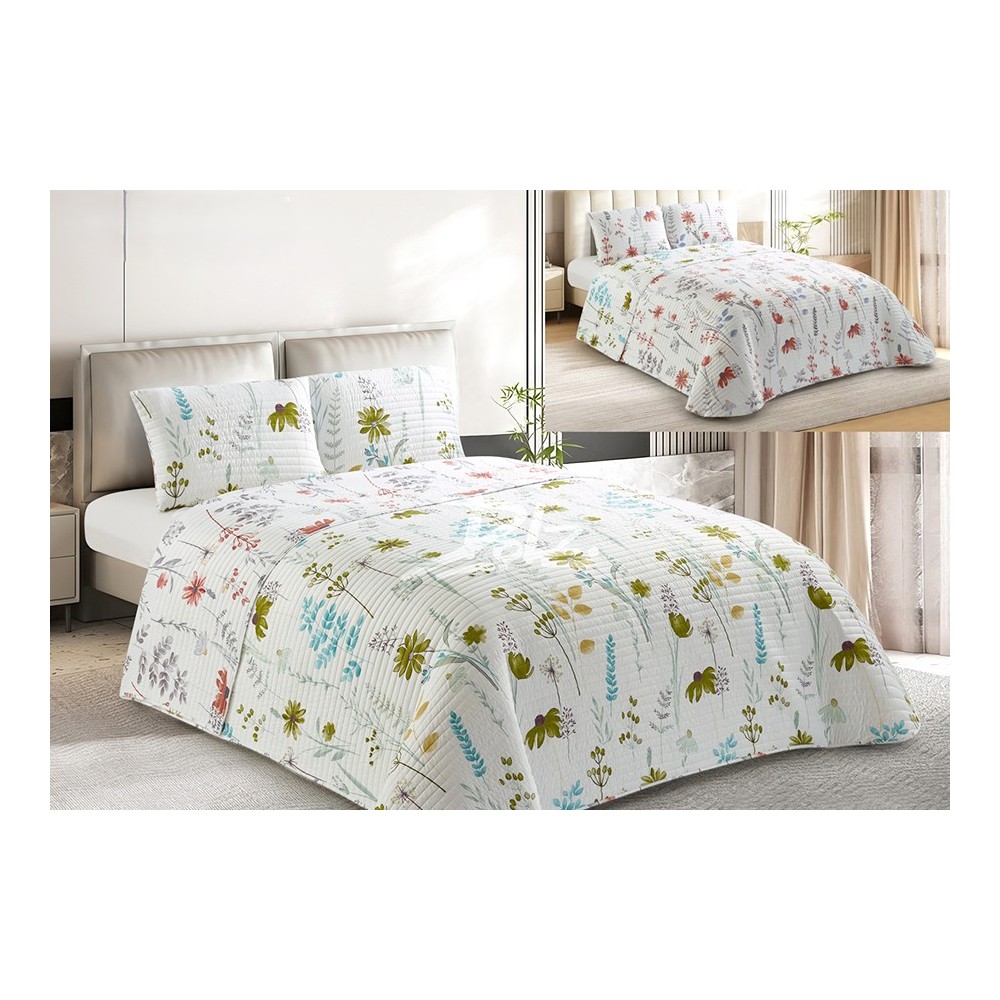 Colcha Bouti con estampado floral en tonos verde