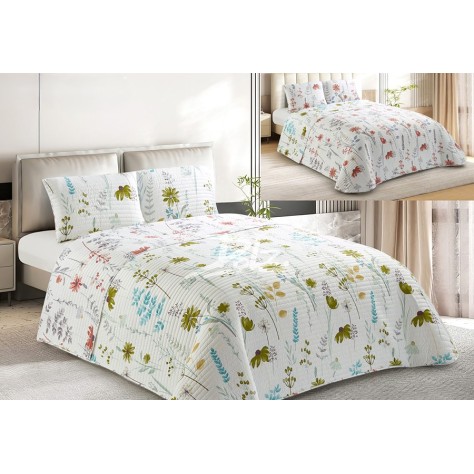 Colcha Bouti con estampado floral en tonos verde