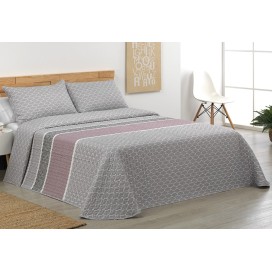 Colcha Bouti con Diseño Geométrico y Moderno en tonos gris y lila
