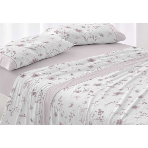 juego de sabanas burrito blanco diseño floral color nude