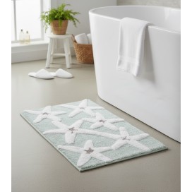 Alfombra de Baño Estrellas de Mar (40x60 cm) con fondo de color verde agua