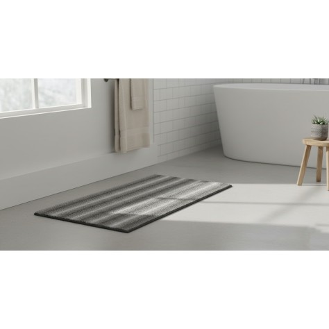 Alfombra de baño antideslizante suave 45×75 cm – 100% poliéster | color gris jaspeado