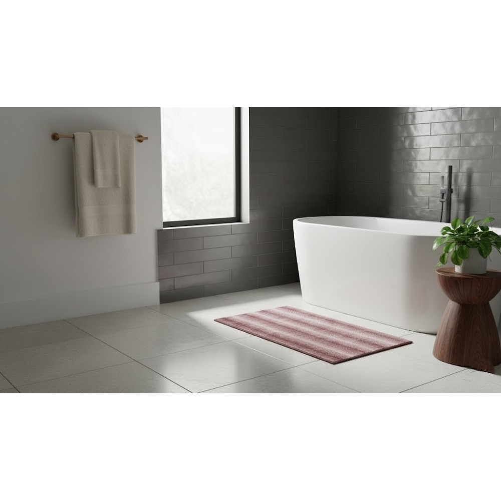 Alfombra de baño rosa jaspeada 45x75 cm – Suave y absorbente, 100% poliéster