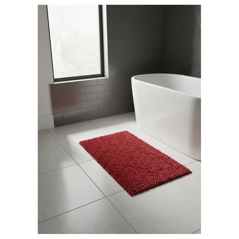 Alfombra de Baño de Microfibra Chenilla (50x70 cm) – Súper Absorbente y Antideslizante | color rojo