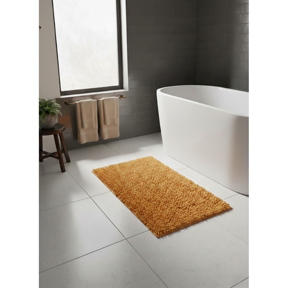 Alfombra de Baño de Microfibra y Chenilla (50x70 cm) – Naranja Vibrante, Súper Absorbente