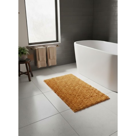 Alfombra de Baño de Microfibra y Chenilla (50x70 cm) – Naranja Vibrante, Súper Absorbente