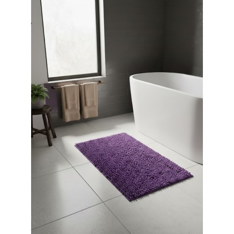 Alfombra de Baño de Microfibra y Chenilla (50x70 cm) – Morado Elegante, Súper Absorbente