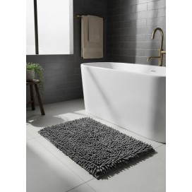 Alfombra de Baño de Microfibra y Chenilla (50x70 cm) – Gris Moderno, Súper Absorbente