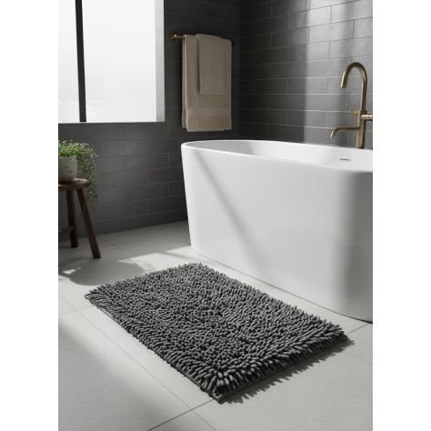 Alfombra de Baño de Microfibra y Chenilla (50x70 cm) – Gris Moderno, Súper Absorbente