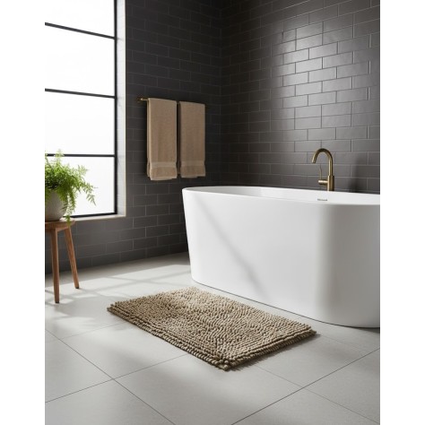 Alfombra de Baño de Microfibra y Chenilla (50x70 cm) – Camel, Súper Absorbente y Suave