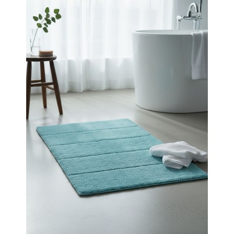 Alfombra de baño 40x60 cm color azul turquesa de 100% algodón