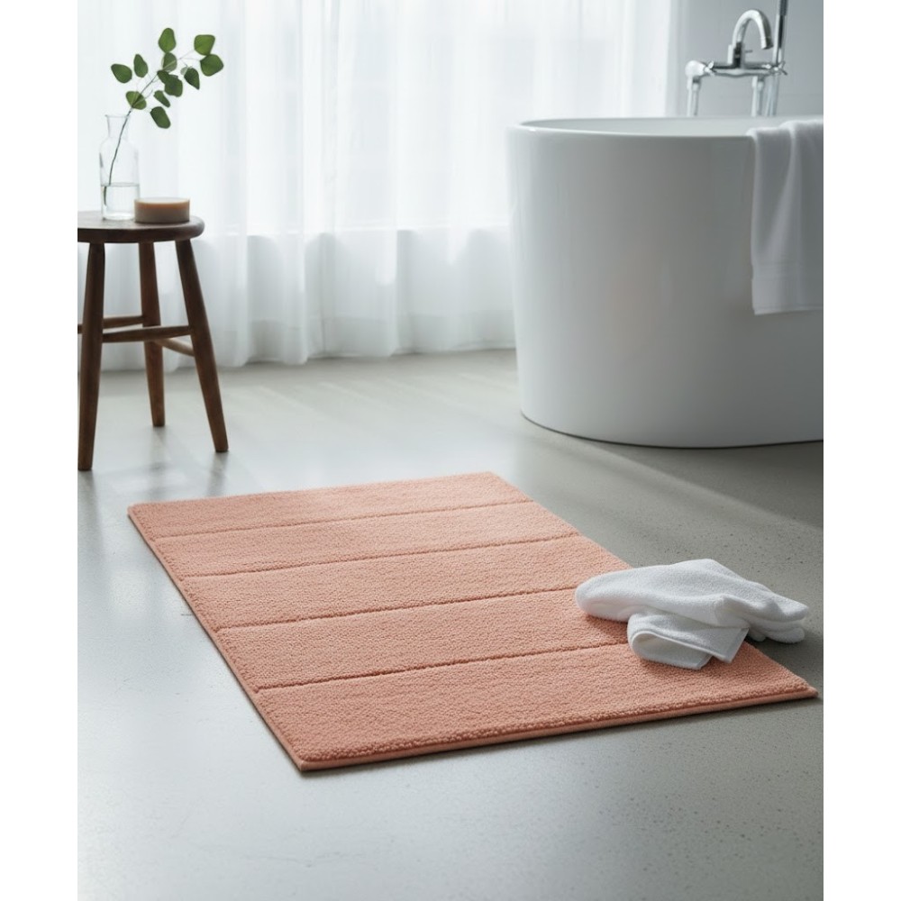 Alfombra de baño 40x60 cm color coral fabricada en 100% algodón