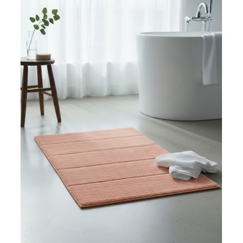 Alfombra de baño 40x60 cm color coral fabricada en 100% algodón