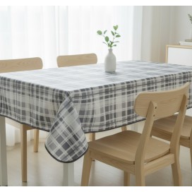 Mantel Antimanchas Estampado de Cuadros – Estilo Nórdico en Tonos Grises – Fácil Limpieza