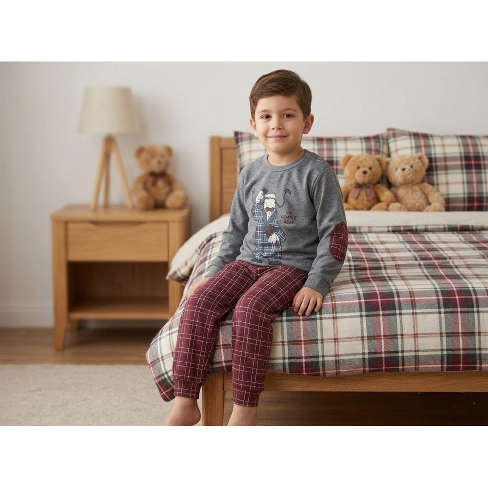 Pijama Infantil "The Gentle Bear" granate - Estilo y Comodidad para Soñar