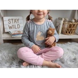 Pijama Infantil de algodón "Stay Wild" - Gris y Rosa