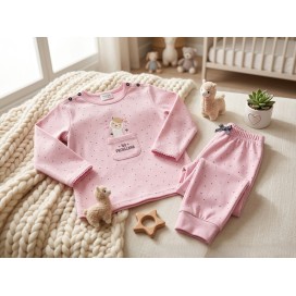 Pijama Infantil de Algodón Rosa "No Prob-llama" - Comodidad y Diversión