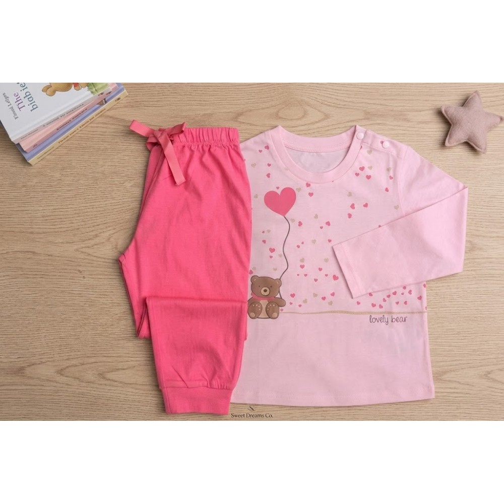 Pijama largo niña algodón lovely rosa