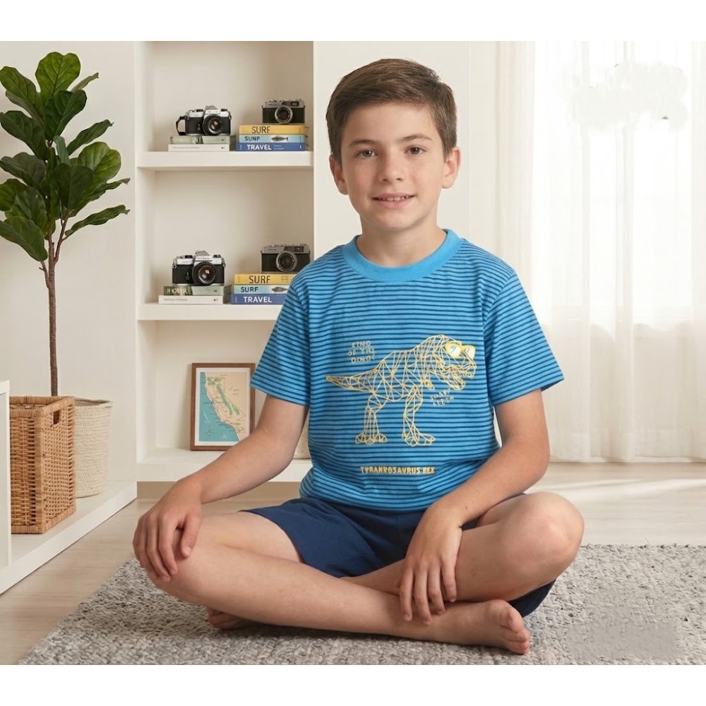 Pijama de Verano para Niño - T-Rex "King of the Dinos"
