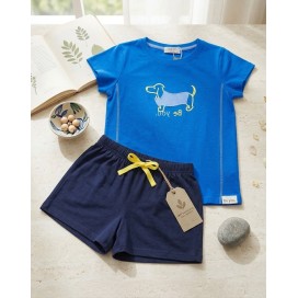 Pijama Corto de Niño "Be You" - 100% Algodón - Azul Eléctrico y Marino
