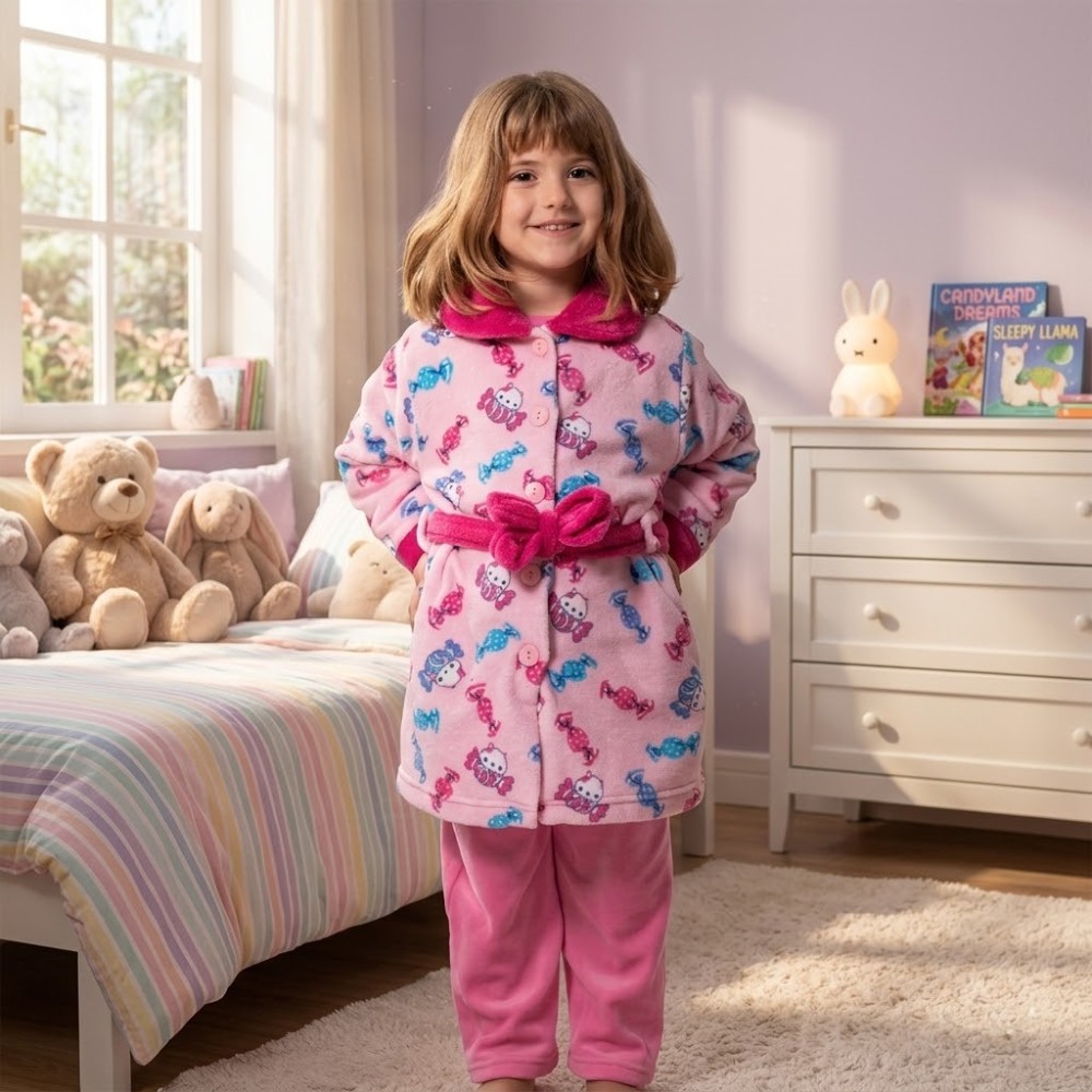 Bata infantil rosa de coralina – Suave, cálida y adorable