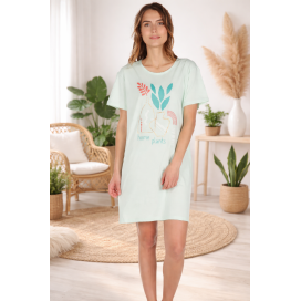 Camisola de Algodón Mujer con Estampado "Home Plants" – Verde Menta
