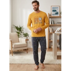 Pijama de Hombre "Surf Club" mostaza – Estilo y Confort Superior