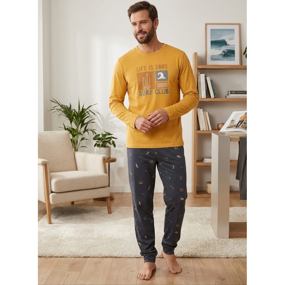 Pijama de Hombre "Surf Club" mostaza – Estilo y Confort Superior