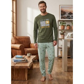 Pijama de Hombre "Surf Club" – Verde Bosque y Menta