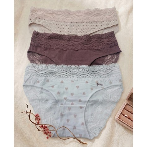 Pack de 3 Bragas de Encaje y Algodón - Estilo Romántico y Coqueto
