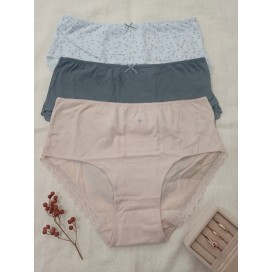 Pack x3 Bragas altas de Algodón "Soft Blossom" – Confort con Detalle de Encaje