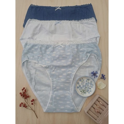 Pack x3 Bragas altas de Algodón "Blue Sky" – Suavidad y Frescura Diaria